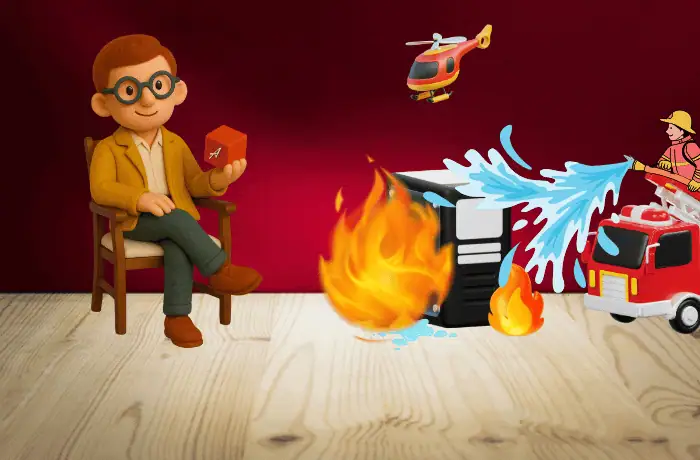 کنترل آتش سوزی با اسباب بازی ماشین آتش نشانی و هلیکوپتر در بازی کودکانه، آموزش ایمنی و سرگرمی، اسباب بازی آموزشی و تعاملی برای کودکان، دکوراسیون کودک، اسباب بازی آتش‌نشانی.