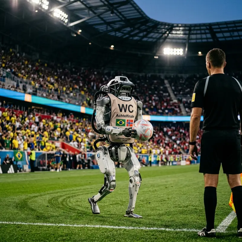 Roboter Atlas bringt Spielball bei WM-Achtelfinale
